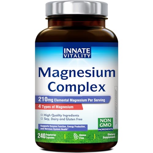 Innate Vitality Magnesium Complex 240 Vegan Capsules - 4 Forms: Magnesium Glycinate, Malate, Citrate, Oxide | Supports Energy, Bone Health & Nerve Support | Gluten Free, Non-GMO