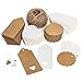 RUAMMER 200Pezzi Tag Regalo, Etichette Carta Kraft con corda di canapa da 30M, Etichette Targhette per Bomboniere, San Valentino, Compleanni, Fatto a Mano
