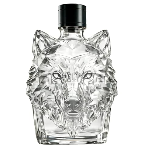 Botella de vidrio tallado de alta transparencia con elegante tapón rectangular de 300ml 2