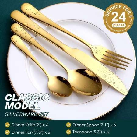 Miniatura 8 de Cubiertos de cocina, acero inoxidable, oro. hermoso juego de cubiertos de acero inoxidable nórdico de lujo para el hogar, cubiertos con cuchillo,