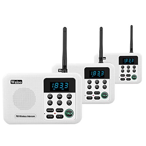 Wuloo Intercoms Wireless for Home 1 Mile Range 22 Channel 100 Digital Code Display Screen, Wireless Intercom System for Home House Business Office, Room to Room Intercom Communication(3Stations White) Wuloo Intercoms Wireless for Home 1 Mile Range 22 Channel 100 Digital Code Display Screen, Wireless Intercom System for Home House Business Office, Room to Room Intercom Communication(3Stations White)