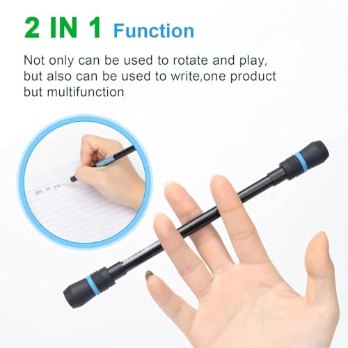 Image of 2 Pcs Spinning Rotatable Finger Ball Point Pens - Non-Slip Coated Rotating Gel Pen Mod for Gaming Student | Magic Floating & Rolling Light Anti Dropping Pen for Gamers | Pack Of 2 |