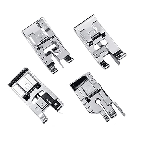 FQTANJU 4pcs Sewing Machine Presser Foot Set: 1/4 inch Quilting, Stitch in Ditch & Overlock Presser Foot for Most Low Shank Snap-On Singer Sewing Machines