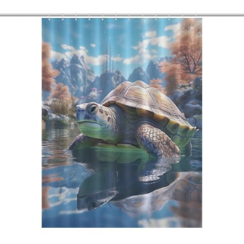 Rideau de douche tortue de mer anti-éclaboussures lavable en polyester 140x183 cm - 7