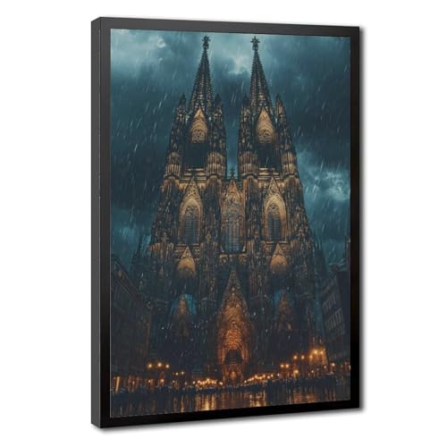 Toile aquarelle cathédrale de Cologne décoration murale salon chambre 40x61