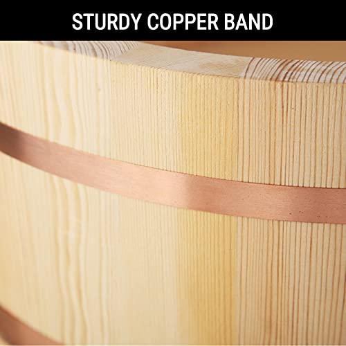 Aizyr Hangiri Sushi Oke Rice Mixing Bowl Tub, Japanese Style Wooden Sushi Rice Bowl With Wood Shovel & Copper Bands For Sushi Restaurant Kitchen,60Cm/23.6In #TOP5