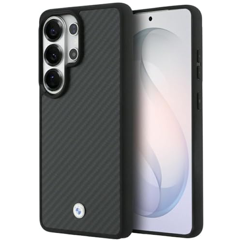 CG MOBILE BMW Bouclier magnétique en fibre de carbone compatible avec la coque MagSafe pour Samsung Galaxy S26 Ultra (noir)