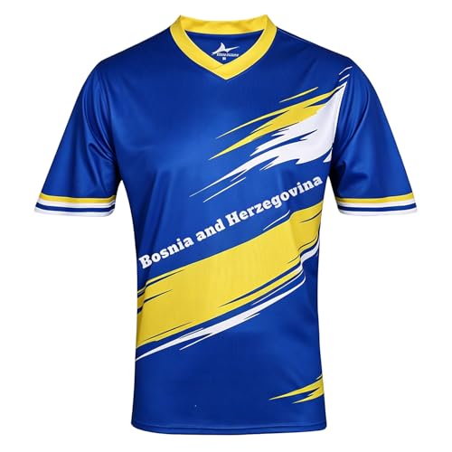 2026 Fußball Cup Trikot 48 Länder Unisex Fanshirt Kurzarm Atmungsaktiv Sport Casual Fussballtrikot T-Shirt Herren Damen Fanshirt Jersey Training & Public Viewing Bosnien und Herzegowina XL