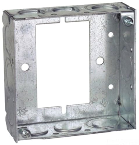 Steel City 531511234UB Pre-Galvanized Steel Square Box Extension Ring with 1/2-Inch and 3/4-Inch Knockouts