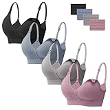 HBselect 4 Pcs Schwangerschafts Still BH Nahtloser Still-BH mit zusätzlichen BH-Verlängerungen Stillen und Schlaf Ohne Bügel für Damen Schwarz Grau Blau Blaurot S