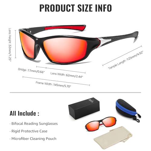 Image of Myiaur Bifocal Reading Sunglasses for Men Women, Wrap Around Sun Readers UV400 Protection for Sports Driving Fishing