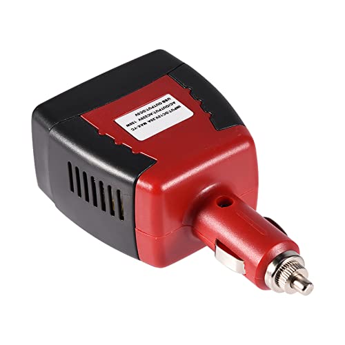 Risegun Inversor de corriente para coche, 150 W, 12 V a 220 V CA, transformador de corriente con conector USB, carga tu smartphone, ordenador portátil, tablet (rojo)