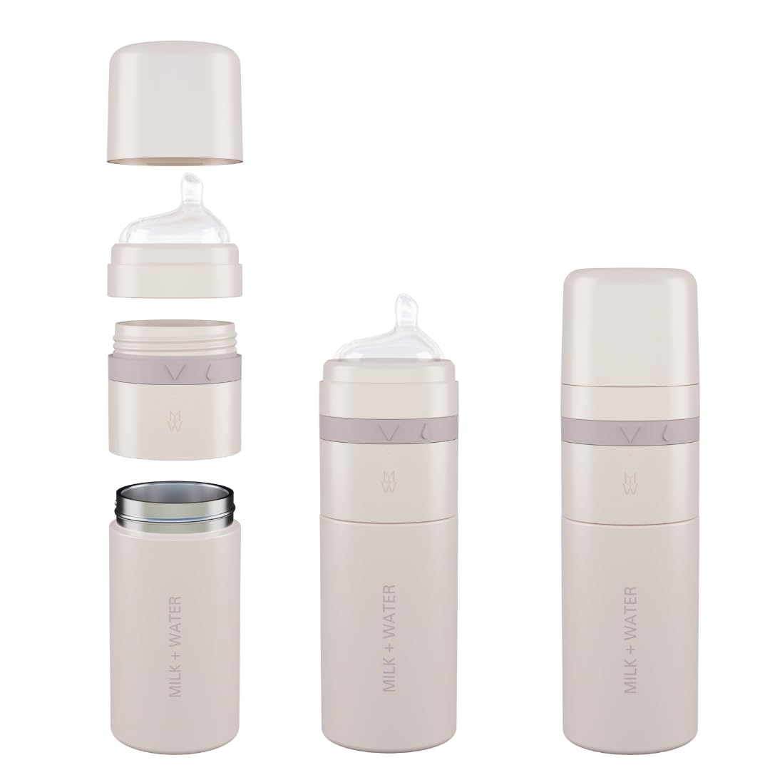 MILK & WATER All in One Baby Bottle & Baby Formula Dispenser On the Go, 9oz - Keeps Water Warm & Formula Fresh - Baby Formula Mixing Bottle with Anti
