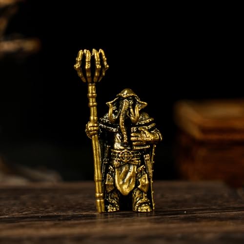 CHOVY Brass Dark Mage Elephant Statues Collectible Figurines
