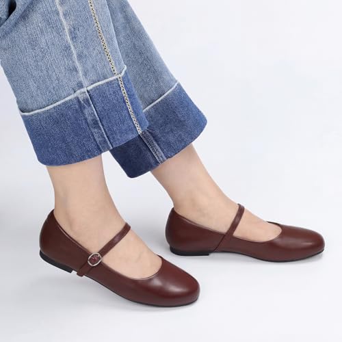 Image of Women's Mary Jane Shoes, Ballet Flats for Women, Square Toe Shoes for Women | Comfortable Dressy Adjustable Buckle Strap for Work Office business Casual, Memory Foam PU Sole Slip Resistant Wedding Party