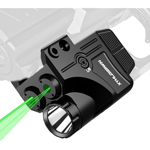 Tactical Flashlight Laser Combo, 600/200 Lumens Adjustable Brightness with Strobe/Constant Light Modes, Green / Green Circle Laser Sight Combo, USBC Rechargeable,Fits Standard Picatinny/Glock Rails Cover