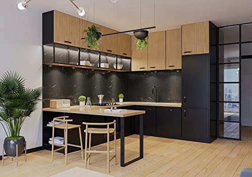gamet Pata de Mesa de Acero SR47 - Forma Rectangular - Estilo Industrial DIY Patas metalicas Mesa salón, Comedor, Escritorio, Color Negro, 1 Unidad