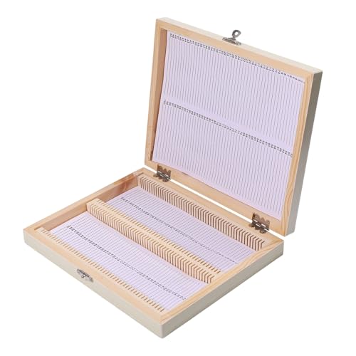 Boîte de rangement pour microscope en bois blanc à 100 places pour analyses 22,8x18,9 cm