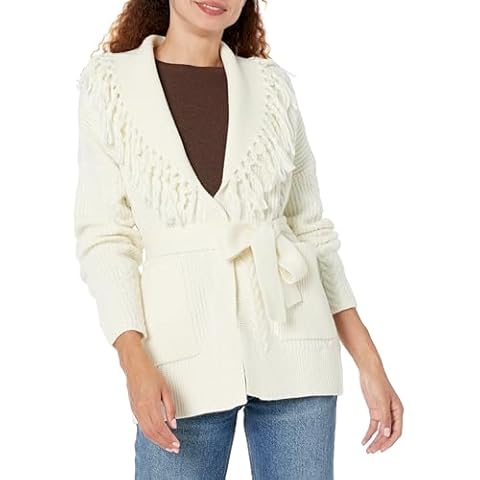 GUESS Women's Cream White Long Sleeve Cardi Cover