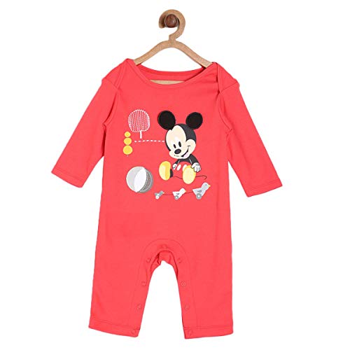 Image of miniklub Unisex Coral Red Printed Romper