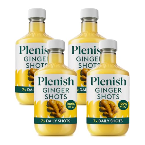 Plenish Ginger Immunity Shots Multipack 4 x 420ml Dosing Bottles | 28 Ginger Shots - 100% of Your Daily Vitamin C | 100% Natural, Vegan & Gluten Free | No Added Sugar, No Additives, No Preservatives