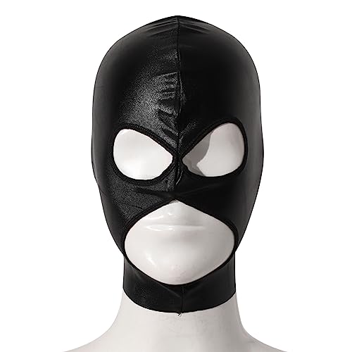 CHICTRY Adult Balaclava Full Cover Hood Mask Open Eyes Mouth Face Mask Hooded Headgear Catsuit Accessory Couple Flirting Tool Black M One Size