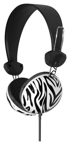 Hype HY-820-DJ-ZBL Black Zebra Animal Wild 3.5mm Stereo Headphones DJ Style