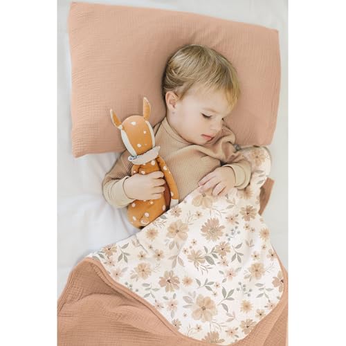 Image of Konssy Muslin Baby Blankets, Super Soft 100% Cotton Crib Blanket | Soft Lightweight Nursery Swaddling Wrap for Girls Boys, Infant Toddler, 40 X 36 In, Flourish