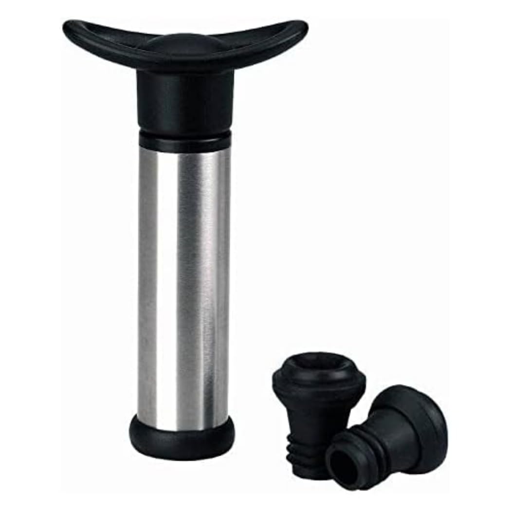 Lacor Wine Vacuum Sealer with 2 Caps, Stainless Steel, Black, 30 x 30 x 30 cm