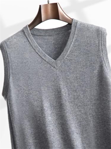 Men’S Wool Vest Sleeveless V-Neck Pullover Soft Warm Waistcoat Sweater Thin Wool Knit Daily Casual Tank Tops4