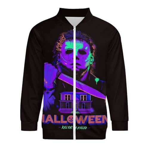 ZHANGXM Mens All-Print Jacket Halloween Michael Myers 3D Printing Hoodie with Pocket Sweatshirts for Adult Casual Sweatshirts4