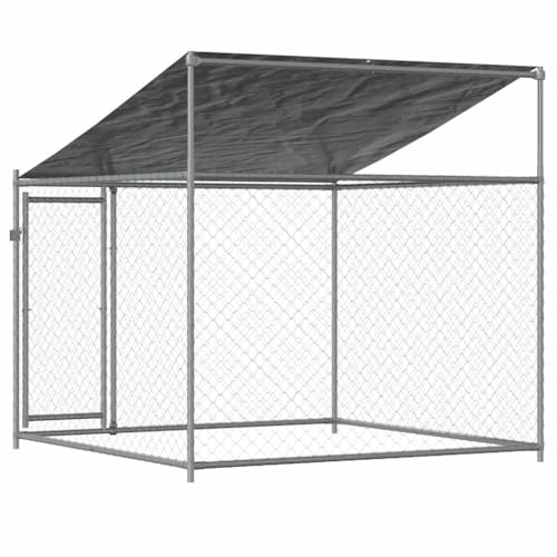 Hundezwinger für große Hunde, Outdoor-Gehege mit Dach und Tür, 2x2x2 m, robust, verzinkter Stahl, ideal für Garten
