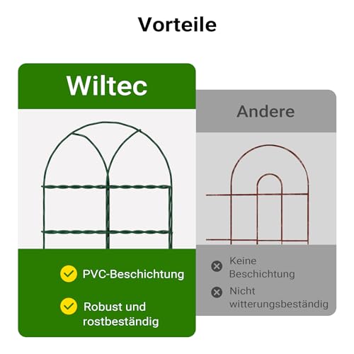 Wiltec Gartenzaun 0,65 x 10 m grün, Maschendrahtzaun Stahl PVC-beschichtet, Drahtzaun 9 x 15 cm Maschen, Zaun für Garten, Maschenzaun einfache Montage