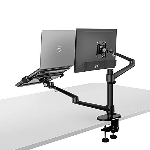 Monitorständer Erhöhung Höhenverstellbar Desktop Dual Arm 17-32 Zoll Monitor Halter + 12-17 Zoll Laptop Halter Ständer Monitor Halterung