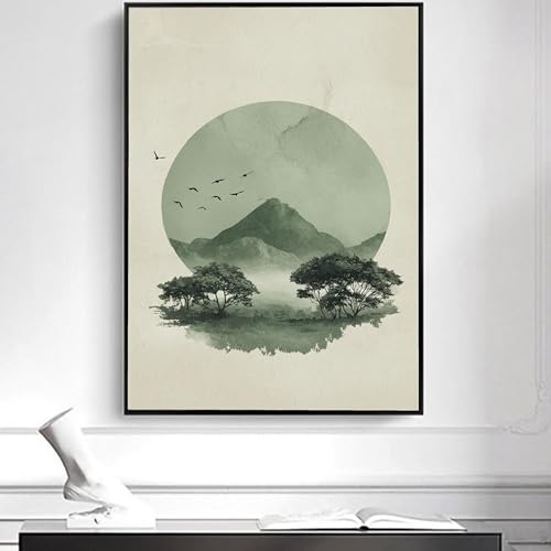 Toile montagne sérénité décoration murale nature verte - 3