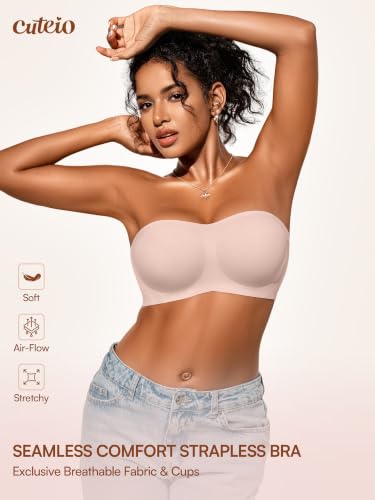 Image of Strapless Jelly Bras for Women - S-XL Seamless Padded Bandeau Bra