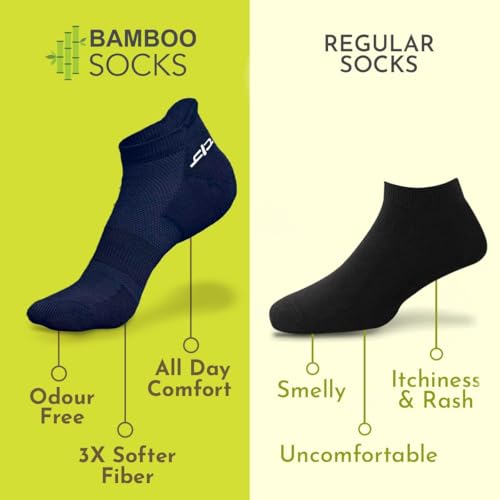 Heelium Bamboo Socks for Men | Odour-Free and Breathable | Padded Base and bacterial-free | 3X Softer than Cotton Socks