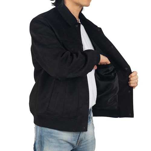 Alpine Swiss Men's Blake Vegan Suede Bomber Jacket – Lightweight Slim Fit Casual Softshell Coat with 5 Pockets4