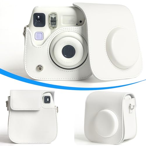 Funda para cámara Instax Mini SE 7+ 7 Plus, cuero PU blanca miniatura 2