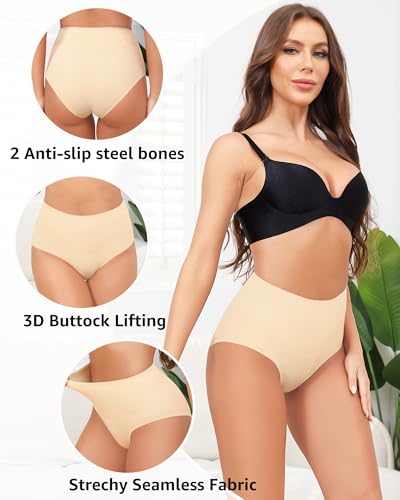 LEVAO Women Tummy Control Panties High Waist Seamless Underwear Full Coverage Brief No Show Postpartum Panties S-XXL2