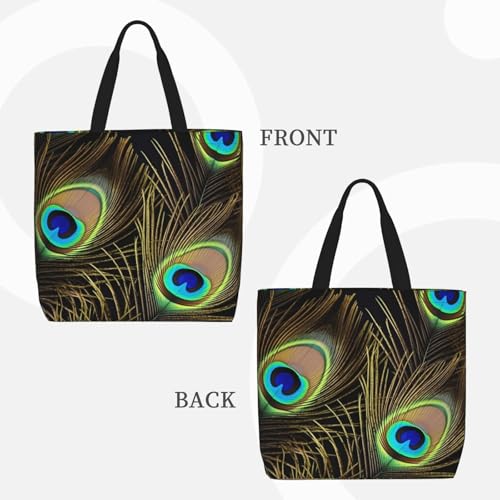 Peacock feathers Tote Bag for Women, Zipper Casual Tote's Handbag for Travel, Work, Lightweight Laptop Bags Big Capacity Shoulder Bag Reusable Grocery Shopping Bags2