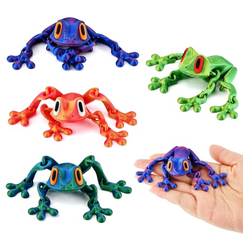 Set de 4 imanes decorativos de rana 3D poseables miniatura 3