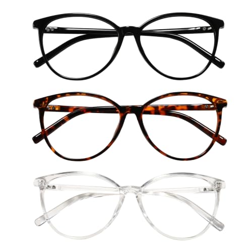 Image of Przene Blue Light Blocking Glasses for Women Men Black /Demi /Transparent | Round Cat Eye,Filter Blue Ray,Computer Gaming Glasses,Anti Eye Strain,Anti Glare,UV,Lightweight TR Frame,Watch TV,Phone