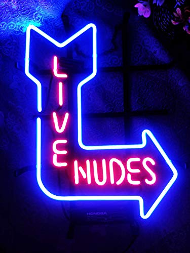 XPGOODUSA New Live Nudes neon sign-17”×13” bar Signs for Home Bedroom Garage Neon Decor Wall Window Neon Lights, Striking Neon Lights for Bar Pub Game Room