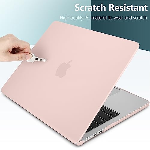 Image of DONGKE Compatible with MacBook Air 13.6 inch Case M3 M2 2025 2024-2022 Release Model A3113 A2681 with Touch ID & Retina Display, Plastic Hard Shell Cover for MacBook Air M2 13 inch, Matte Chalk Pink