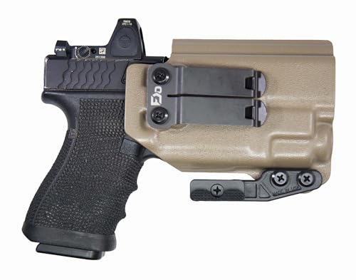 FDO Industries IWB Lightbearing Kydex Holster Compatible with Glock 19 23 32 w/ TLR7 / TLR7a / TLR7x Optic Cut with Claw & Discreet Carry Concepts 1.5" Metal Clip - Made in USA (FDE, G19 TLR7)