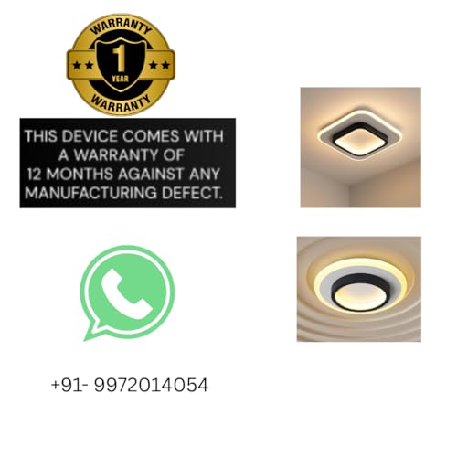 Image of 50W Modern LED Ceiling Light from Acrylic Flush Mount Lamp for Living Room, Bedroom, Kitchen & Office. Modes : Warm, Cool & Natural White (Square)