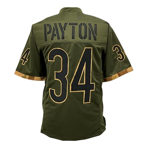 TIMELESS AUTHENTIC Walter Payton Jersey Olive Camouflage Chicago | Unisex Adult Sizes S-5XL Unsigned Sewn Stitched