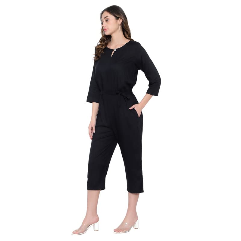 Image of Women's Knee Length Full sleeves jumpsuit (multicolor)