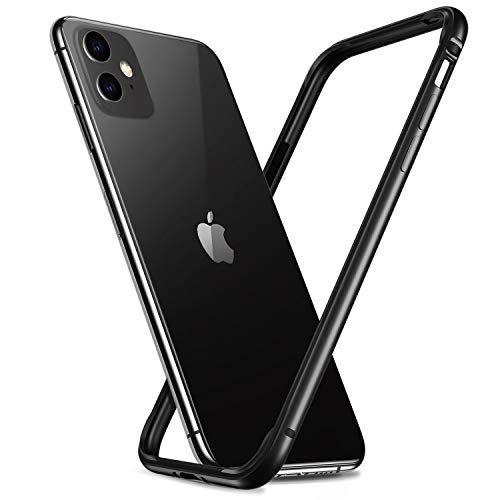 iPhone 11 Bumper Case, iPhone XR Bumper Case, RANVOO Hard Slim Thin Metal Frame with Reinforced Soft Inner Bumper [Agile Button] [Raised Edge] Case for iPhone 11 and iPhone XR 6.1 inch, Jet Black